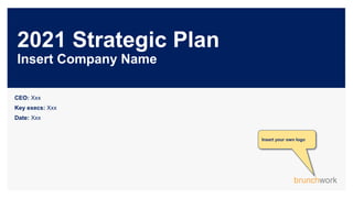 2021 Strategic Plan
Insert Company Name
CEO: Xxx
Key execs: Xxx
Date: Xxx
Insert your own logo
 