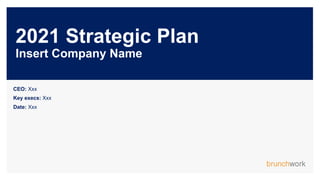 2021 Strategic Plan
Insert Company Name
CEO: Xxx
Key execs: Xxx
Date: Xxx
 