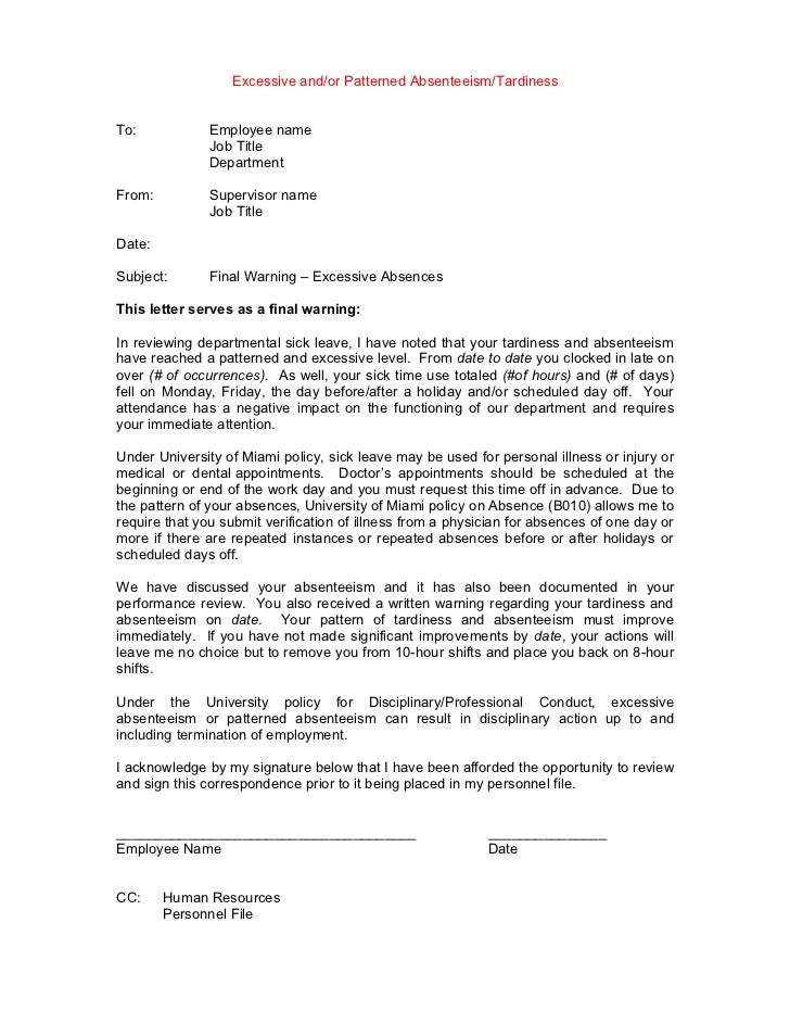 Template Disciplinary Letter Amples Gables 2