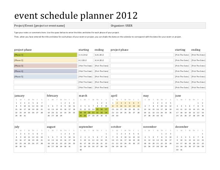 Template Event Schedule Planner 2012 Template event schedule planner 2012
