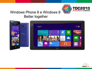 Globalcode – Open4education
Windows Phone 8 e Windows 8
Better together
 