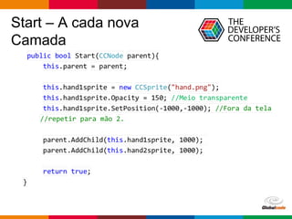Globalcode – Open4education
Start – A cada nova
Camada
 