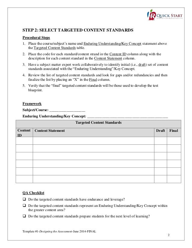 Template 1 Designing The Assessment June 2014 FINAL
