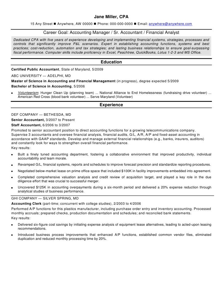 certified public accountant resume