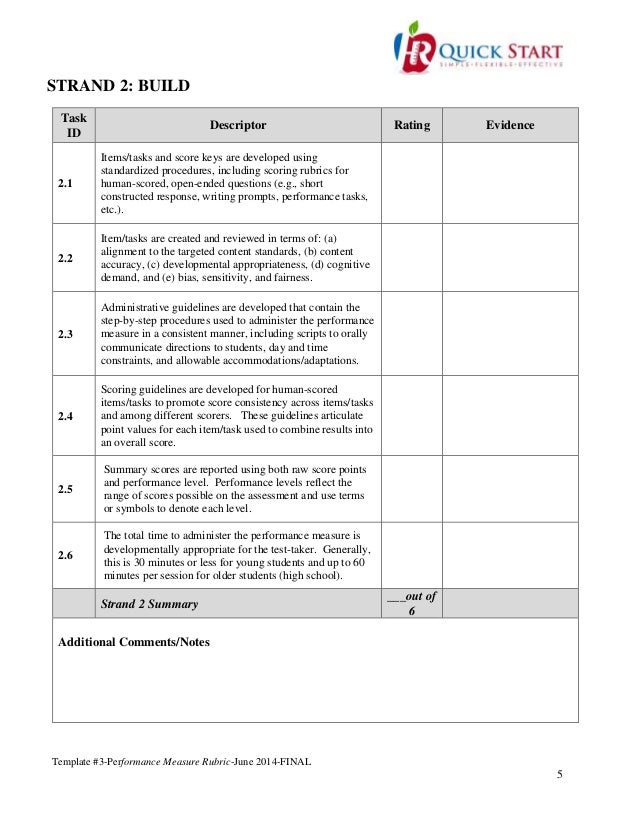 template 3 performance measure rubric june 2014 final step by step procedures template