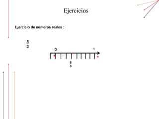 Ejercicios
Ejercicio de números reales :
8
3
+
0
8
3
+
1
 