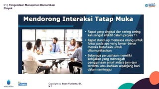 01 | Pengelolaan Manajemen Komunikasi
Píoyek
Copyíight by: Iíwan Yunianto, Sľ,
M ľ
 
