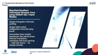 01 | Pengelolaan Manajemen Komunikasi
Píoyek
Copyíight by: Iíwan Yunianto, Sľ,
M ľ
 