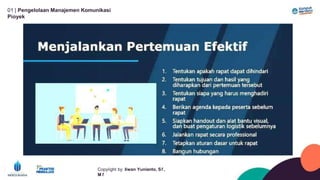 01 | Pengelolaan Manajemen Komunikasi
Píoyek
Copyíight by: Iíwan Yunianto, Sľ,
M ľ
 