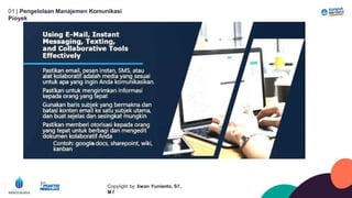 01 | Pengelolaan Manajemen Komunikasi
Píoyek
Copyíight by: Iíwan Yunianto, Sľ,
M ľ
 