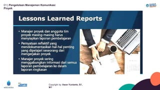 01 | Pengelolaan Manajemen Komunikasi
Píoyek
Copyíight by: Iíwan Yunianto, Sľ,
M ľ
 