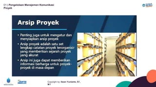 01 | Pengelolaan Manajemen Komunikasi
Píoyek
Copyíight by: Iíwan Yunianto, Sľ,
M ľ
 