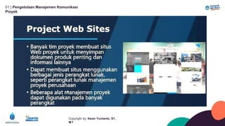 01 | Pengelolaan Manajemen Komunikasi
Píoyek
Copyíight by: Iíwan Yunianto, Sľ,
M ľ
 
