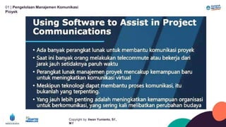 01 | Pengelolaan Manajemen Komunikasi
Píoyek
Copyíight by: Iíwan Yunianto, Sľ,
M ľ
 