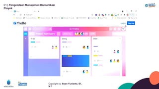 01 | Pengelolaan Manajemen Komunikasi
Píoyek
Copyíight by: Iíwan Yunianto, Sľ,
M ľ
 