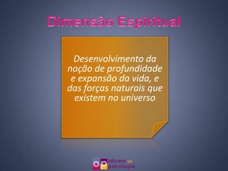 Desenvolvimento da
noção de profundidade
 e expansão da vida, e
das forças naturais que
  existem no universo
 