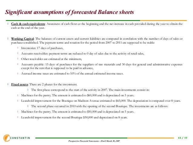 Major assumptions financial feasibility sample Major assumptions financial feasibility sample picture