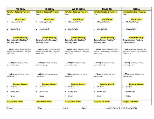 template for guided reading lesson plans