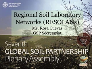 Regional Soil Laboratory
Networks (RESOLANs)
Ms. Rosa Cuevas
GSP Secretariat
 