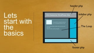 header.php


Lets               sidebar.php


start with
the                  The Loop


basics
              footer.php
 