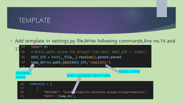 steps for template in django for project | PPT