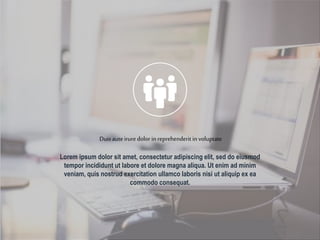 Lorem ipsum dolor sit amet, consectetur adipiscing elit, sed do eiusmod
tempor incididunt ut labore et dolore magna aliqua. Ut enim ad minim
veniam, quis nostrud exercitation ullamco laboris nisi ut aliquip ex ea
commodo consequat.
Duis aute iruredolor in reprehenderit in voluptate
 