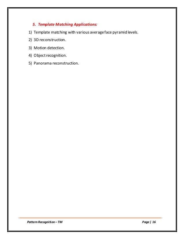 template matching pattern recognition recognition template