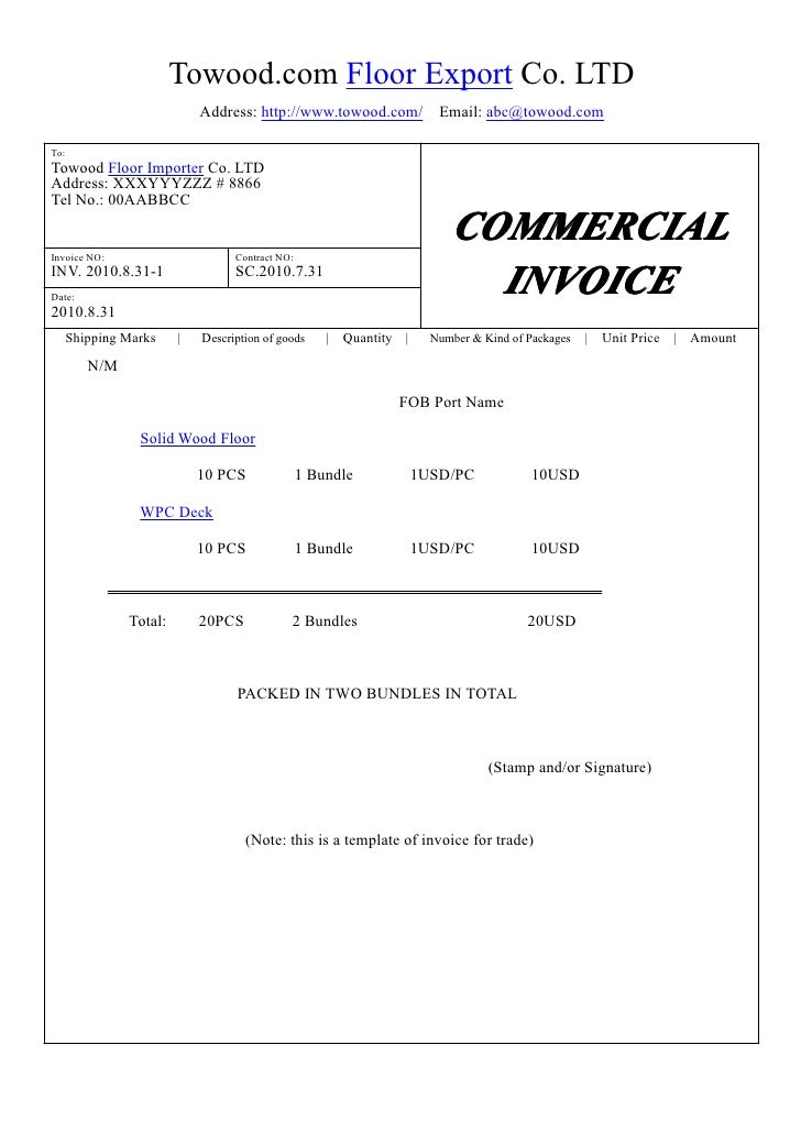 commercial invoice doc