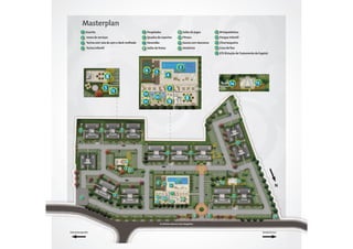 Masterplan
            1       Guar
                    Guarita                                                                       5 Pergolados                              9 Salão de jogos                           13 Brinquedoteca

            2       Anexo
                    Ane de serviços                                                               6 Quadra de esportes                      10 Fitness                                 14 Parque infantil

               3 Piscina com raia de 25m e deck molhado
                 Pisc                                                                             7 Varandão                                11 Sauna com descanso                      15 Churrasqueira

            4 Piscina Infantil
              Pisc                                                                                8 Salão de festas                         12 Vestiários                              16 Casa de lixo
                                                                                                                                                                                       17 ETE (Estação de Tratamento de Esgoto)




                                                                                                                                             3
                                                                                                   6          5
                                                                                                                               4
                                               8
                                                                                                                                                                                                        14                          13
                                           5                                                                                   7
                                                   15
                                                                                                  12
                                                                                                              10                                     8
                                                                                                   11                          9



                    2            1             2            1               2                 1                                                                                                                  2
           5              T4          5            T5           5                    T6                                                                                                             4
                                                                                                                                                                                                            T10 ia
                                                                                                                                                                                                              ên
                                                                                                                                                                                                           d
                    4 Alfazema 3               4 Amarilis 3                 4 Angélica 3                                                                                                                Gar           1
                                                                                                                                                                                                        3
                                                                                                                                                                                                                 5
                                                                                                        3             4                                                                                                    3
                                                                                                                                       2             1           3                 4
                                                                                                                                                                                                             1
                                                                                                              T7               5             T8          5               T9                                          T11era
                                                                                                                                                                                                                 Gérb           4
                                                                                                            Begônia
               4             2                                                                          1             2                4 Crisântemo 3            1   Flor de Liz
                                                                                                                                                                                   2                             2
                     T3
                   Alecrim                                              8
               3             1
                                                                        5
                                                                                15


                                                                                                                                            3                                                                    13
                                     2                                                                          6         5                                                                  14
                                                   1
                                                                                                                                   4                                                                                                                  N
                                 4        T2
                                     Açu
                                        cen
                                                                    2                     1                                                                                            2            1            3              4
                                           a            5                                                                          7
           17                                  3                                T1                             12                                                                          T13              5             T12
                                                                    4       Acácia        3                               10                     8                                     4   Tulipa   3                 Jasmin
                                                                                                               11                  9                                                                             1              2




                                                                                                                                                             2                     1                                                                  16

                                                                                                                    Av. Ministro Antonio Carlos Magalhães



Praia de Buraquinho                                                                                                                                                                                                                      Estrada do Coco
 