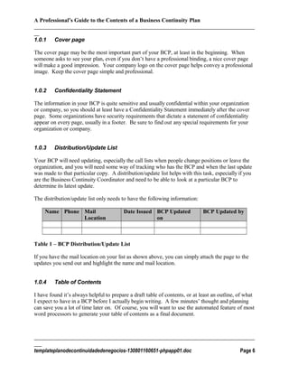 Template plano de continuidade de negocios | DOC