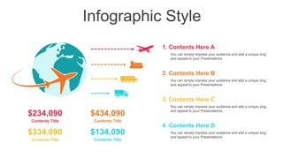 Infographic Style
You can simply impress your audience and add a unique zing
and appeal to your Presentations
1. Contents Here A
You can simply impress your audience and add a unique zing
and appeal to your Presentations
2. Contents Here B
You can simply impress your audience and add a unique zing
and appeal to your Presentations.
3. Contents Here C
You can simply impress your audience and add a unique zing
and appeal to your Presentations
4. Contents Here D
$234,090
Contents Title
$434,090
Contents Title
$334,090
Contents Title
$134,090
Contents Title
 