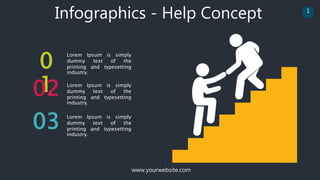 www.yourwebsite.com
1
Infographics - Help Concept
0
1
02
Lorem Ipsum is simply
dummy text of the
printing and typesetting
industry.
Lorem Ipsum is simply
dummy text of the
printing and typesetting
industry.
Lorem Ipsum is simply
dummy text of the
printing and typesetting
industry.
03
 