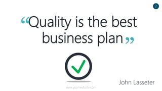 Quality is the best
business plan
John Lasseter
“
”
2
www.yourwebsite.com
 