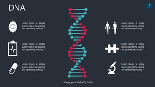 www.yourwebsite.com
DNA
1
Lorem Ipsum is simply
dummy text of the printing
and typesetting industry.
Lorem Ipsum is simply
dummy text of the printing
and typesetting industry.
Lorem Ipsum is simply
dummy text of the printing
and typesetting industry.
Lorem Ipsum is simply
dummy text of the printing
and typesetting industry.
Lorem Ipsum is simply
dummy text of the printing
and typesetting industry.
Lorem Ipsum is simply
dummy text of the printing
and typesetting industry.
 