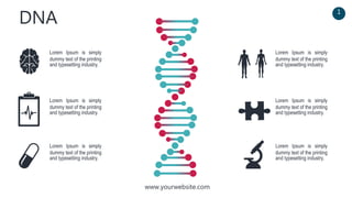 www.yourwebsite.com
DNA
1
Lorem Ipsum is simply
dummy text of the printing
and typesetting industry.
Lorem Ipsum is simply
dummy text of the printing
and typesetting industry.
Lorem Ipsum is simply
dummy text of the printing
and typesetting industry.
Lorem Ipsum is simply
dummy text of the printing
and typesetting industry.
Lorem Ipsum is simply
dummy text of the printing
and typesetting industry.
Lorem Ipsum is simply
dummy text of the printing
and typesetting industry.
 