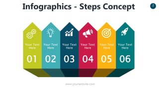www.yourwebsite.com
2
Infographics - Steps Concept
01 02 03 04 05 06
Your Text
Here
Your Text
Here
Your Text
Here
Your Text
Here
Your Text
Here
Your Text
Here
 