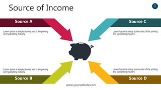 www.yourwebsite.com
Source of Income 1
Lorem Ipsum is simply dummy text of the printing
and typesetting industry.
Source A Source C
Lorem Ipsum is simply dummy text of the printing
and typesetting industry.
Source B Source D
Lorem Ipsum is simply dummy text of the printing
and typesetting industry.
Lorem Ipsum is simply dummy text of the printing
and typesetting industry.
 