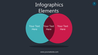 Infographics
Elements
Your Text
Here
Your Text
Here
Your Text
Here
www.yourwebsite.com
1
 