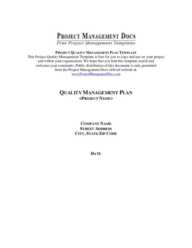 008 Quality Plan Template Project Management Fieldstation Of