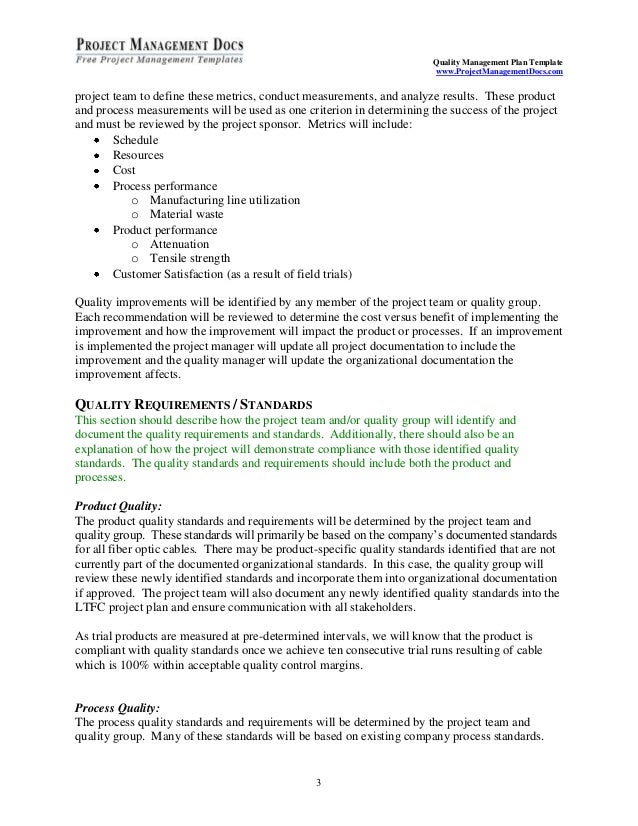 quality control plan template for manufacturing