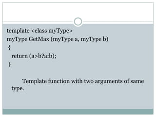 Templates in C++ | PPTX | Programming Languages | Computing