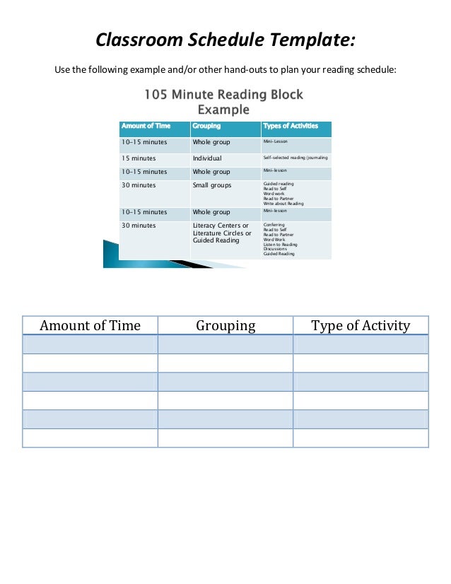 15 minute schedule template