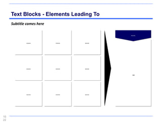 Text Blocks - Elements Leading To
     Subtitle comes here

                                           .....

             .....         .....   .....




             .....         .....   .....
                                            …




             .....         .....   .....




10
22
 