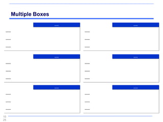 Multiple Boxes
                           .....            .....
 ......                            ......

 ......                            ......

 ......                            ......


                           .....            .....
 ......                            ......

 ......                            ......

 ......                            ......

                           .....            .....
 ......                            ......

 ......                            ......

 ......                            ......

10
25
 