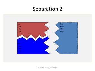 Separation 2

Text                                        Text
• Text                                      • Text
• Text                                      • Text
• Text                                      • Text




Text
• Text
• Text
• Text




           PK Shapes Libarry – Charts Bar
 