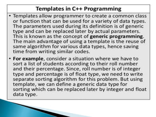 Templates in c++ | PPT