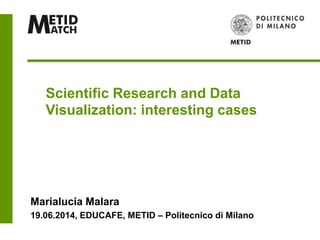 Scientific Research and Data
Visualization: interesting cases
Marialucia Malara
19.06.2014, EDUCAFE, METID – Politecnico di Milano
 