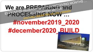 We are PREPARING and
PROCESSING NOW …
#november2019_2020
#december2020_BUILD
 
