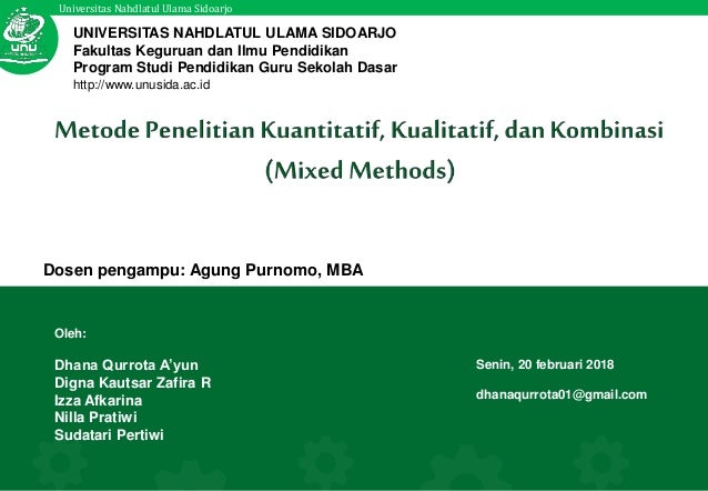 Metode Penelitian Kuantitatif Kualitatif Dan Kombinasi Mixed Metho
