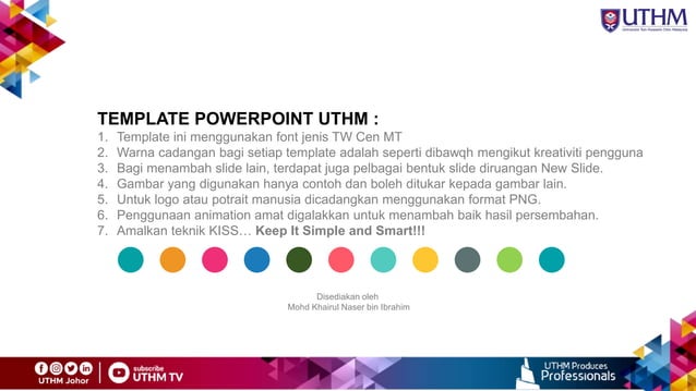 UTHM PowerPoint Template Guide  PPT